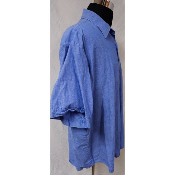 Ely Big Man 3X Big 19.5 Blue Short Sleeve Button Up Western Chambray Shirt - Picture 6 of 11